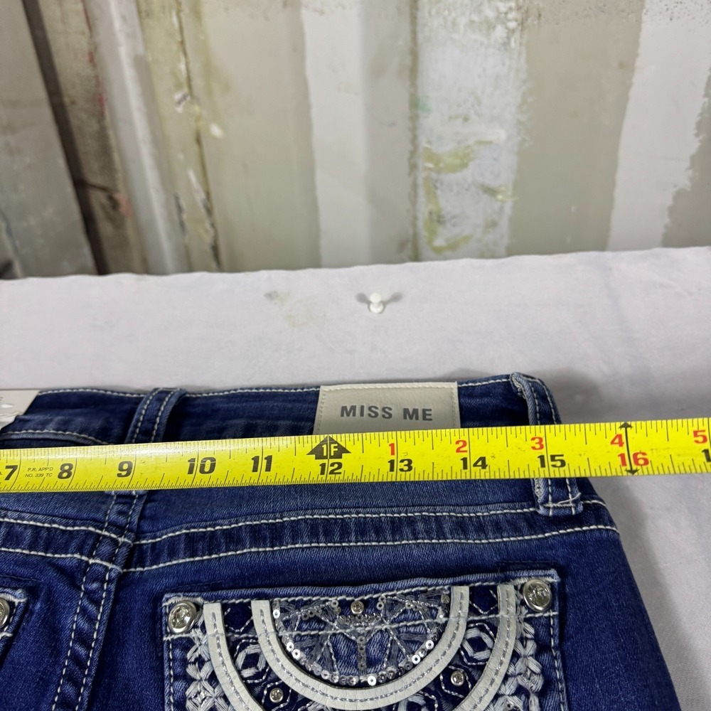 NWT Miss Me Womens Bootcut Jeans Stone Blue Denim Mid Rise Whisker Comfort 29x32 - Picture 7 of 9